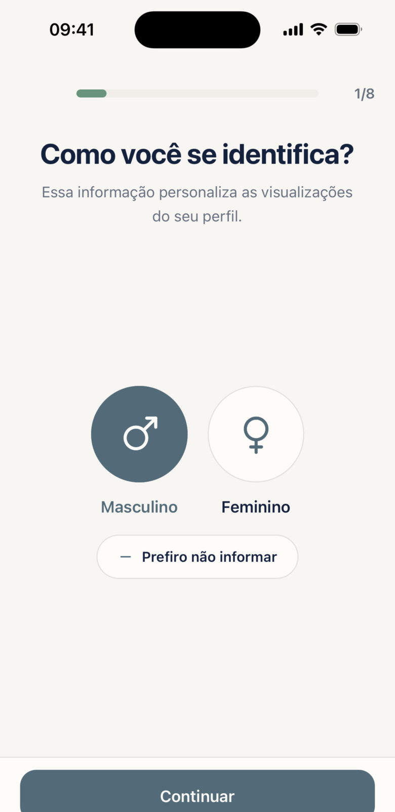 Tela de personalização do perfil no OpenVita